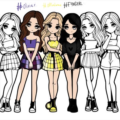 a group of girls realistic