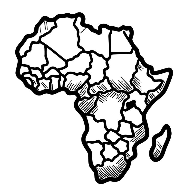 a realistic and detailed silhouette of africa