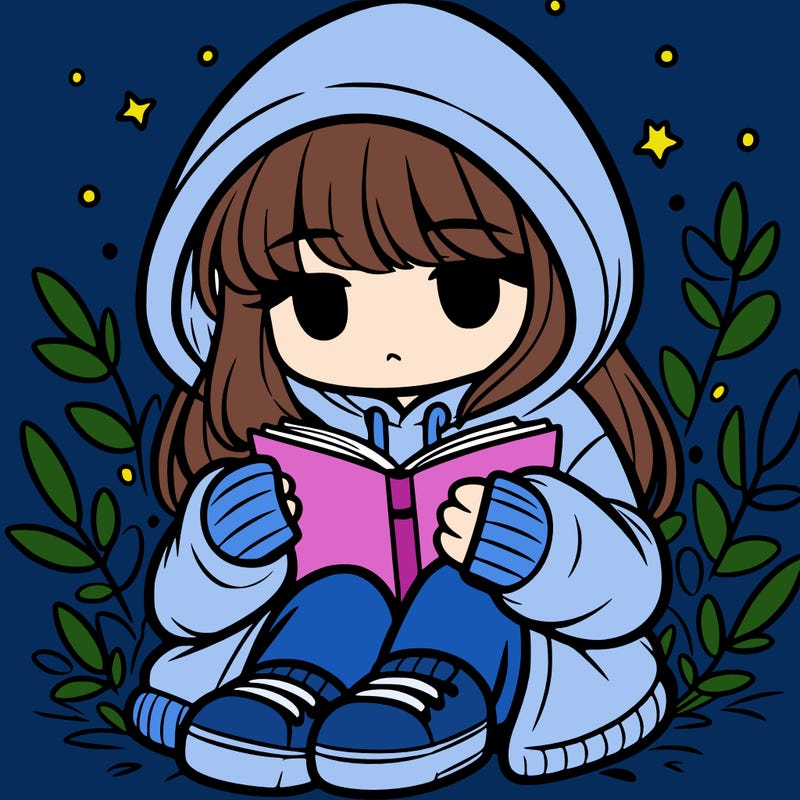girl in oversized hoodie reading a book