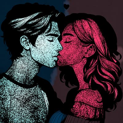 realistic couple kissing