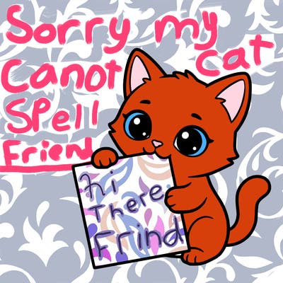 a small cat with a blank sheet of paper in its hand. the cat is sooooooo cute!