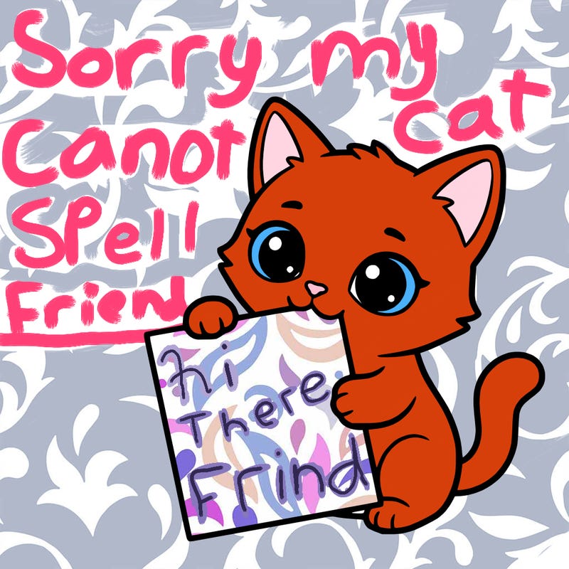 a small cat with a blank sheet of paper in its hand. the cat is sooooooo cute!