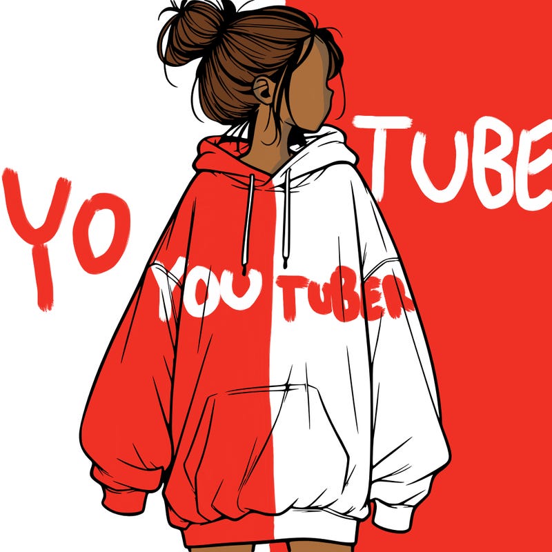 realistic girl with a oversized sweatshirt on and a bun