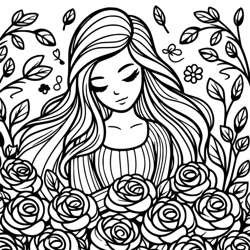 a women surround by roses