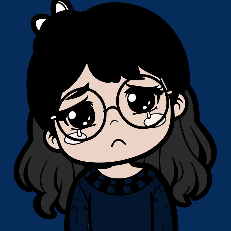 sad girl with glasses