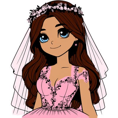 realistic girl in a wedding dress
