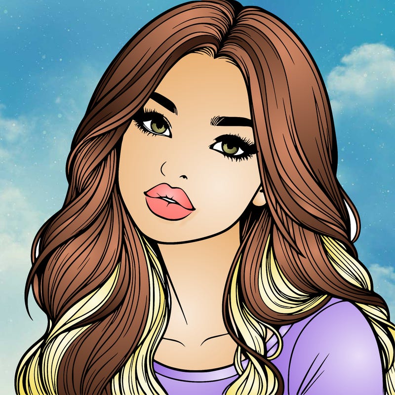 realistic girl with hair on her hair and lips