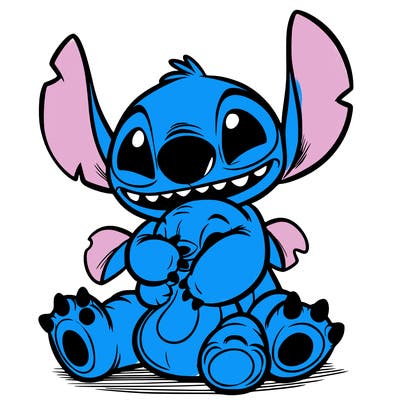 stitch hugging a stuffie