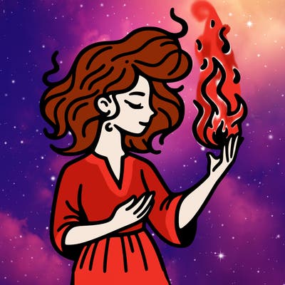 woman with fire