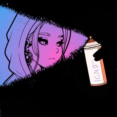 a realistic girl, spray painting