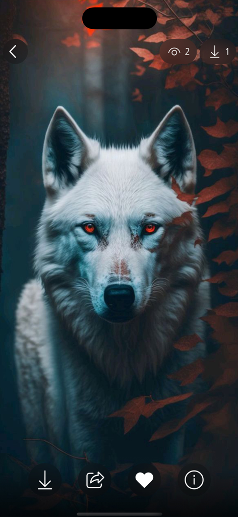 Lone Wolf Wallpapers 4K - A high resolution 4K wallpaper of a white wolf with piercing red eyes in a dark forest