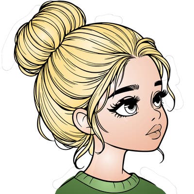 realistic girl with bun