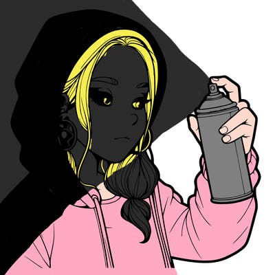 a realistic girl, spray painting