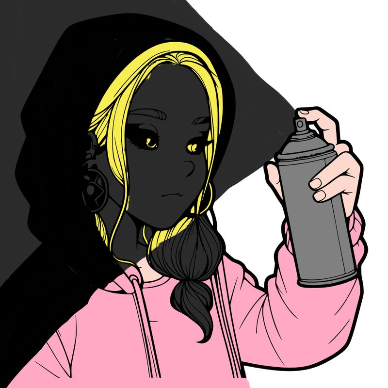 a realistic girl, spray painting