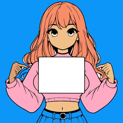 girl holding a blank sign in a long sleeve crop top