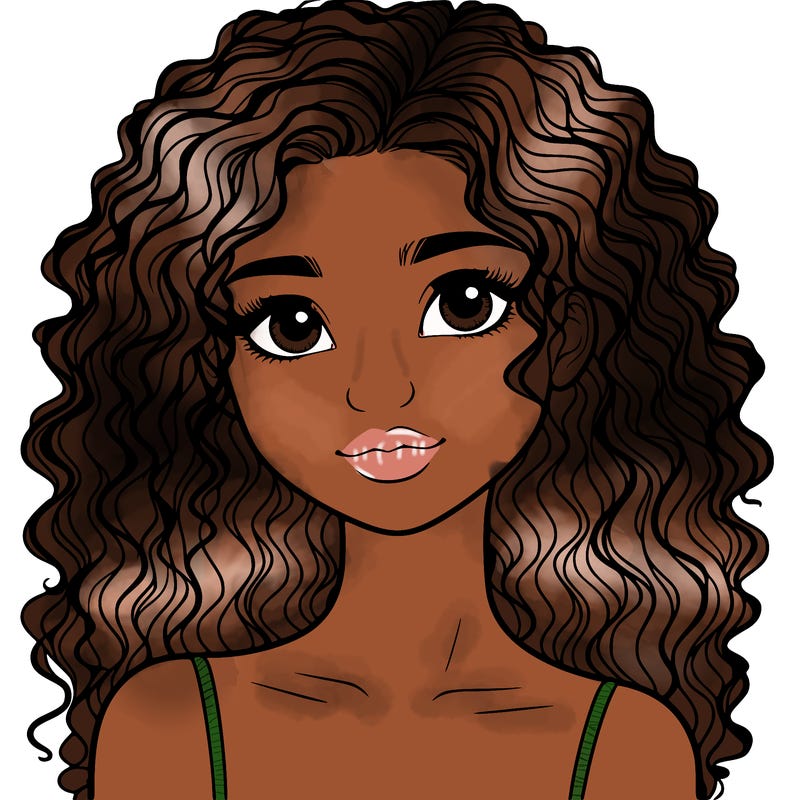 realistic girl with curly hair
