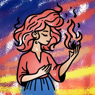woman with fire