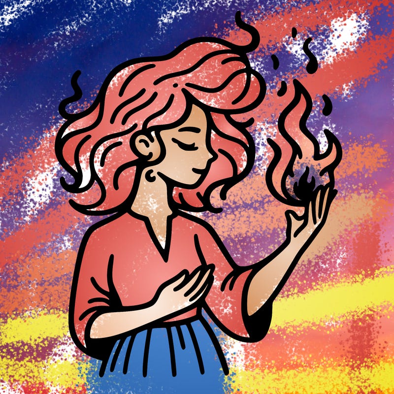 woman with fire