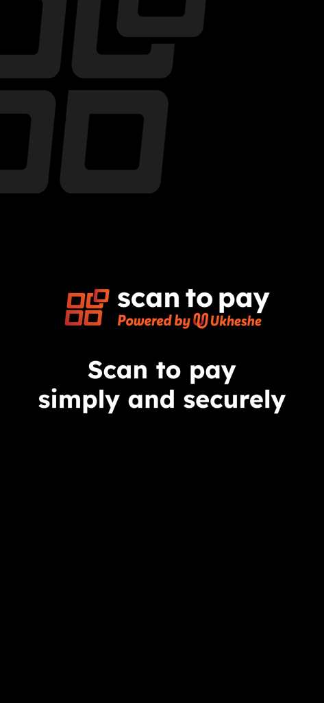 MasterPass Scan to Pay app splash screen displaying the logo and slogan Scan to pay simply and securely