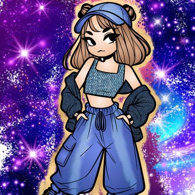 girl in crop top and baggy pants