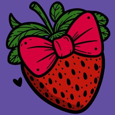 a strawberry with a little bowtie