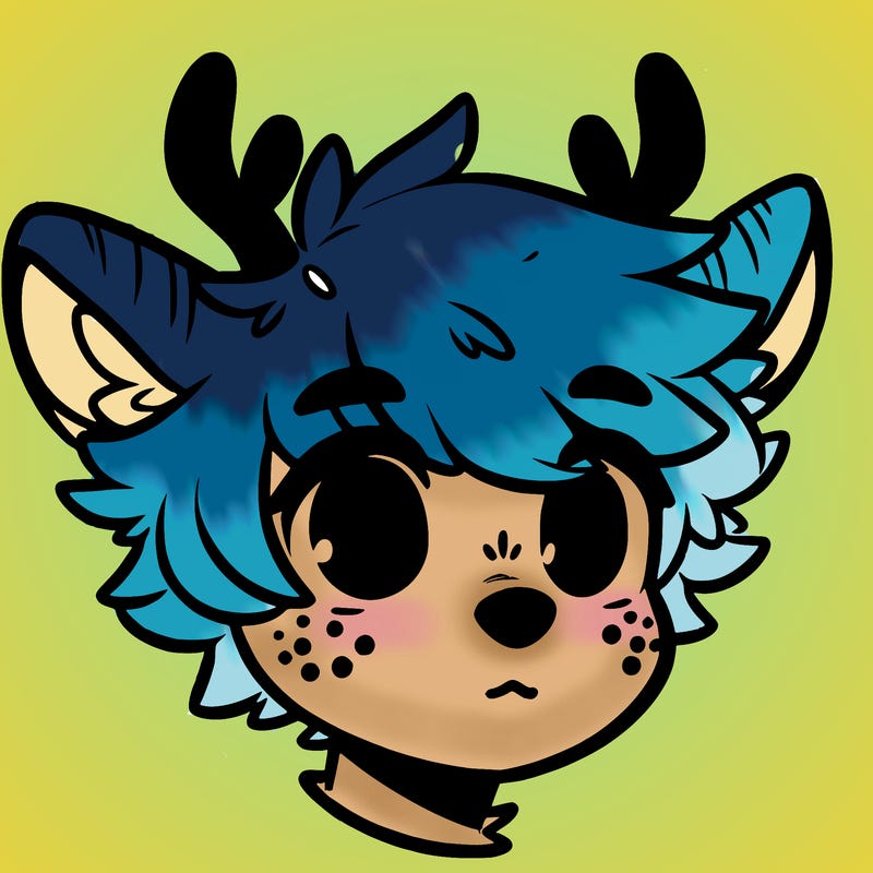 a humanoid deer with soft fluffy ears