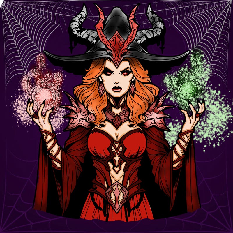 realistic evil sorceress fantasy chaos