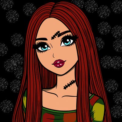 realistic girl with straight and long hair