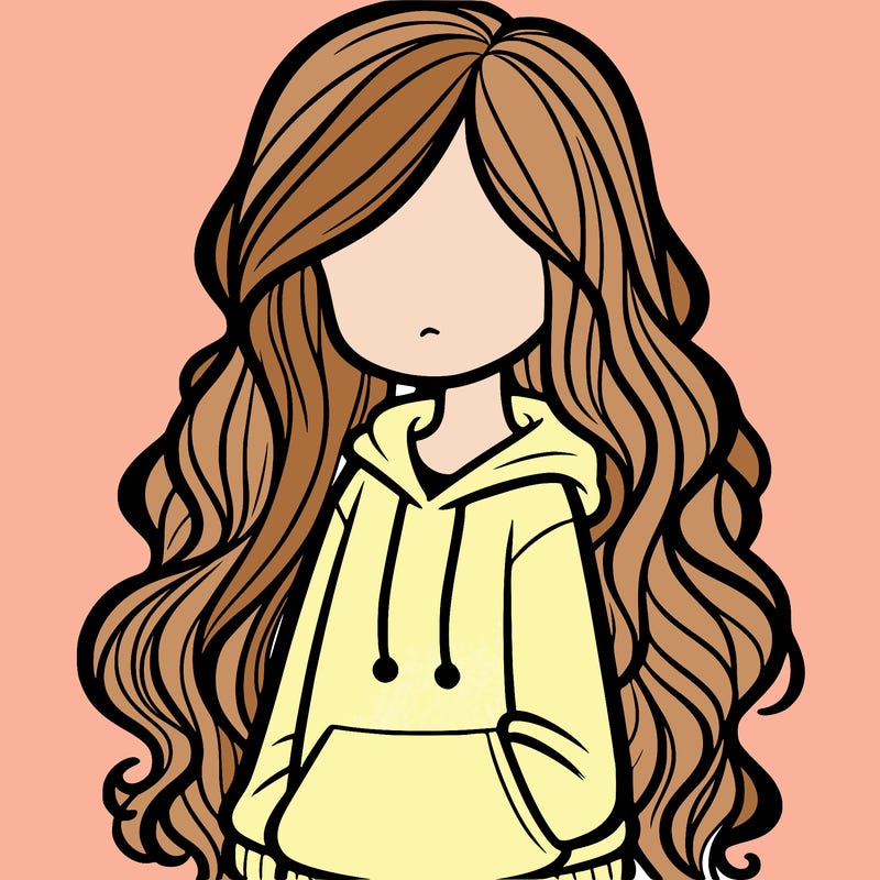 young girl long wavey hair with hoodie