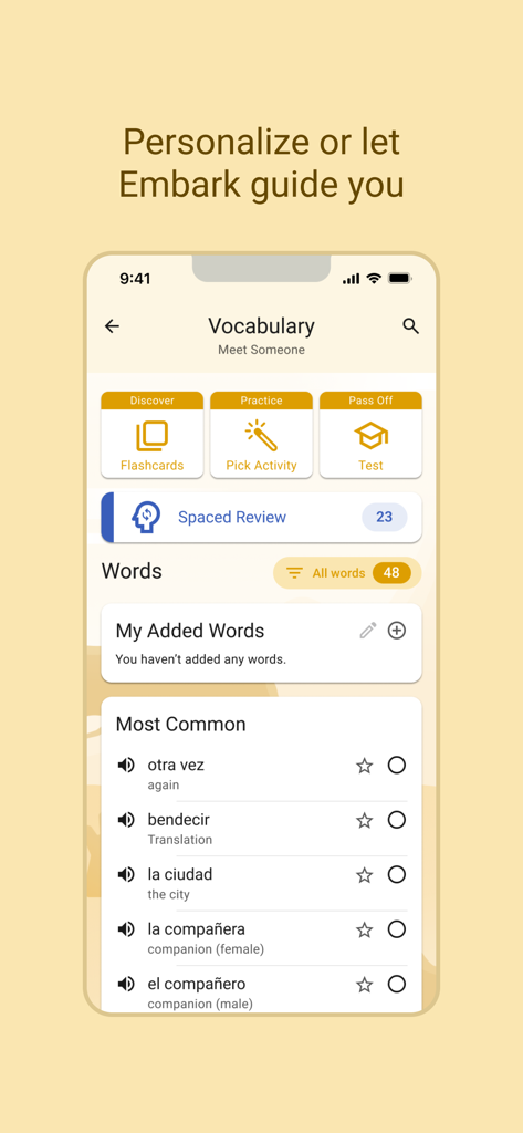 TALL Embark - TALL Embark mobile app vocabulary list and language study tools for missionaries.