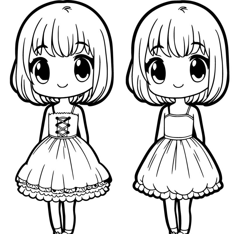 a girl with short medium hair and a short but cute and puffy dress