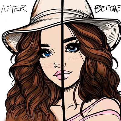 realistic girl with hat