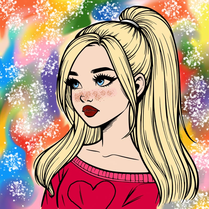 realistic girl with a high ponytail