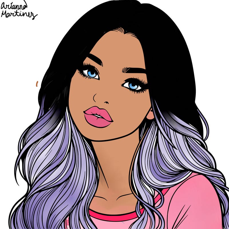 realistic girl with hair on her hair and lips