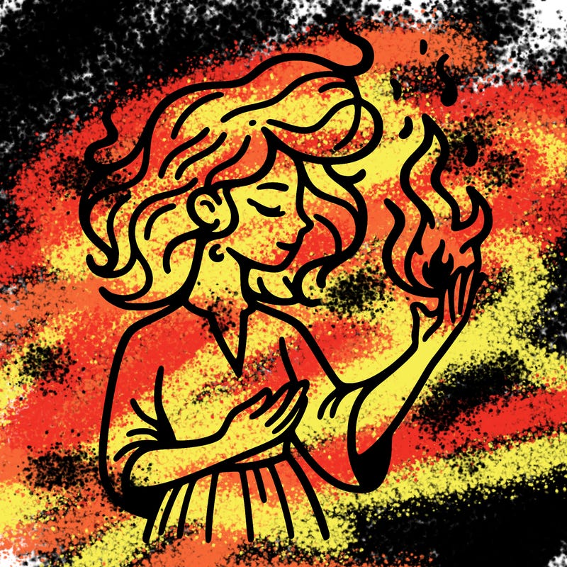woman with fire