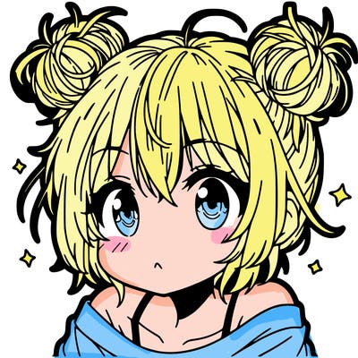 a manga girl with messy small buns