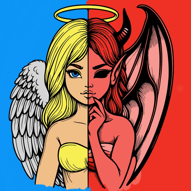 realistic angel half demon