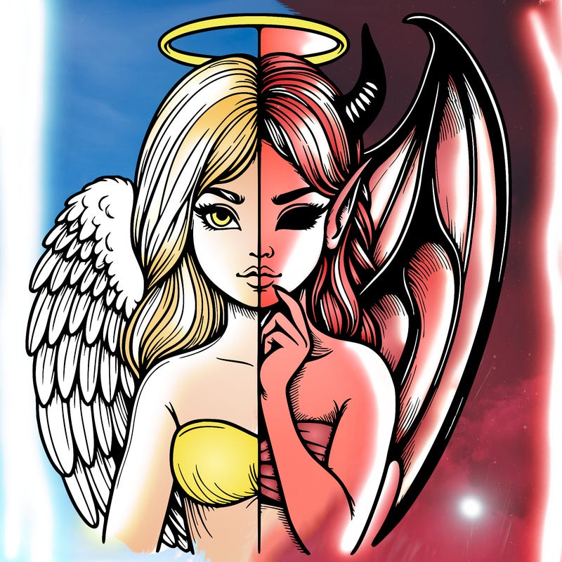 realistic angel half demon