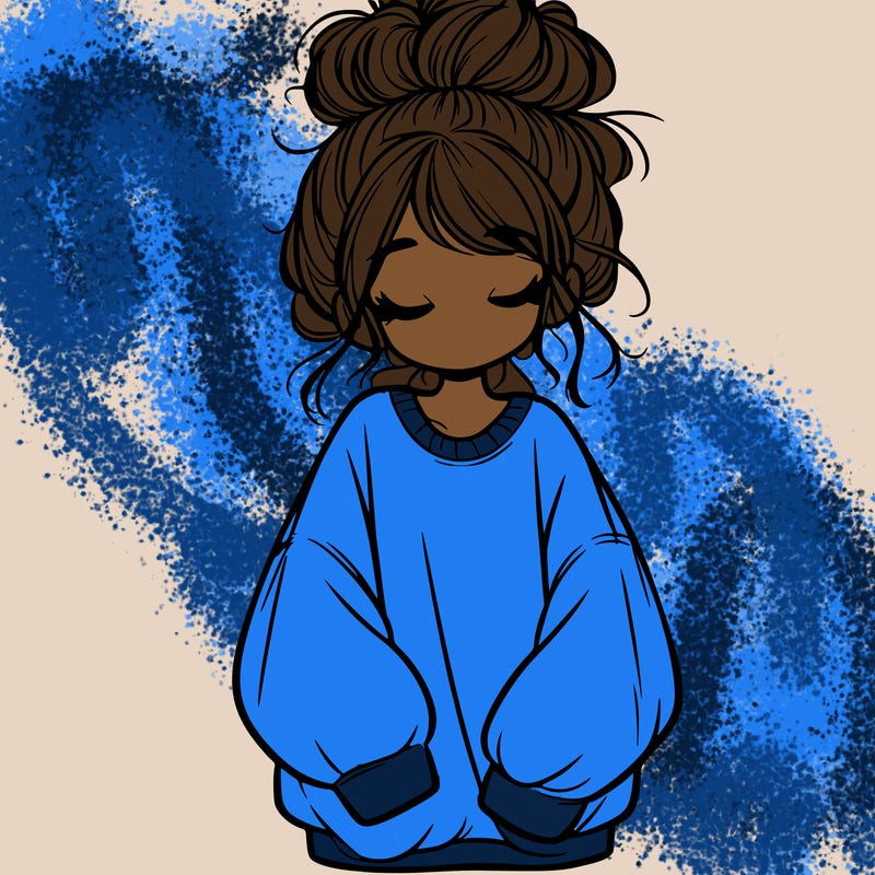 girl with baggy sweatshirt and messy bun