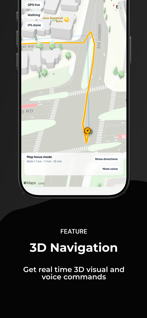 Melbourne Buss & Train Tracker - 3D navigation map with walking directions and voice commands in the Melbourne Bus and Train Tracker app