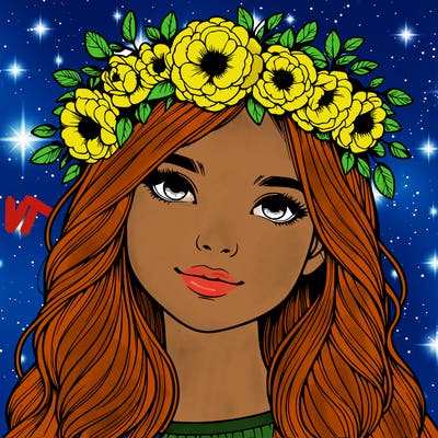 realistic girl with flower crown