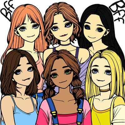 a group of girls realistic