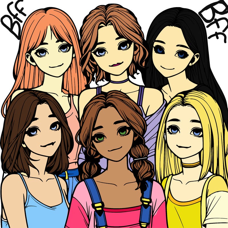 a group of girls realistic