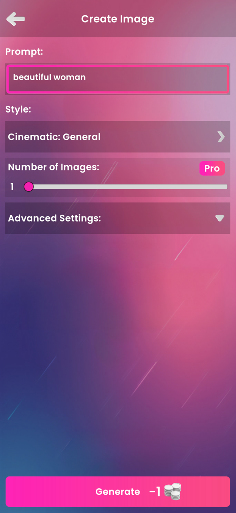 User interface of Pablo-ai showing text prompt and style selection for image generation