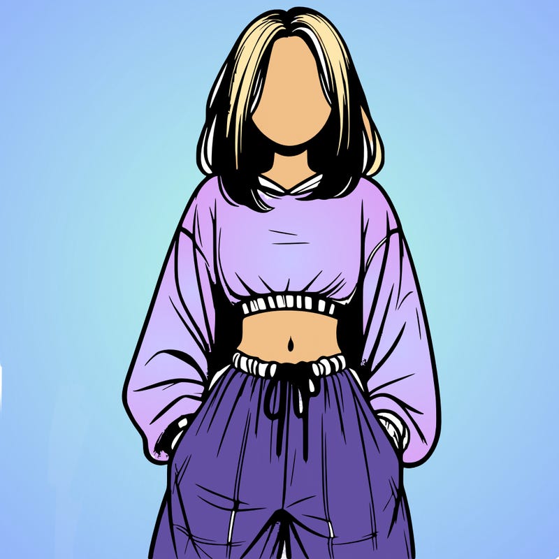 realistic girl faceless with baggy pants and a crop top