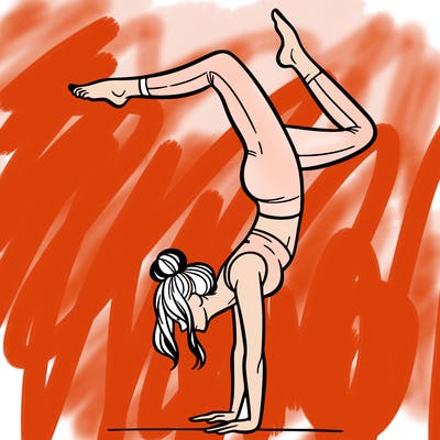 a woman doing a handstand