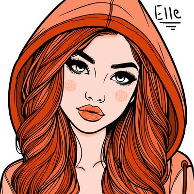 realistic beautiful girl with a hood on