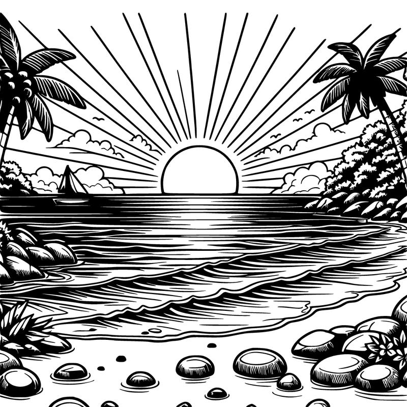 realistic sunset on a beach