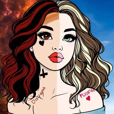 realistic girl with wavy hair and lips