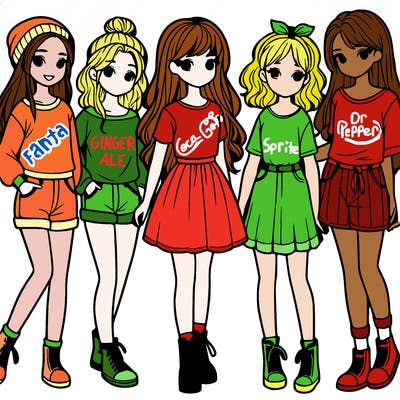 a group of five girls